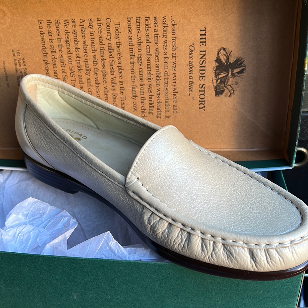 Sas Pearl Bone Leather Simplify Slip On Comfort Shoes 10.5 W